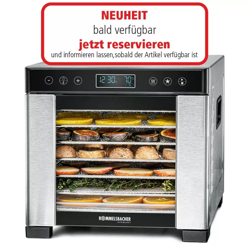 Džiovintuvas maistui Rommelsbacher DA 650 600 W nerūdijantis plienas, 0,5 m², 35–75 °C, 7 padėklų
