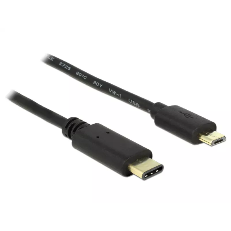 USB laidas DeLOCK 2m USB2.0-C USB2.0 Micro-B Juodas