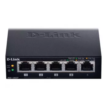 D-Link DGS-1005P/E tinklo jungiklis nevaldomas Gigabit Ethernet (10/100/1000) Power over Ethernet (PoE) juodas