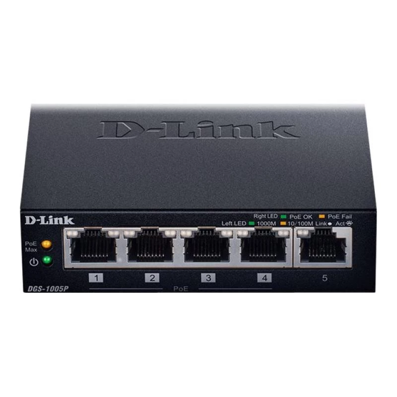 D-Link DGS-1005P/E tinklo jungiklis nevaldomas Gigabit Ethernet (10/100/1000) Power over Ethernet (PoE) juodas