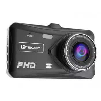 Vaizdo registratorius TRACER 4TS Full HD dviejų kamerų, 2 MP priekinė, 0.4 MP salono, 140°/60° kampai, 4 colių IPS ekranas, 150 mAh baterija, aliumininis korpusas, stovėjimo pagalba