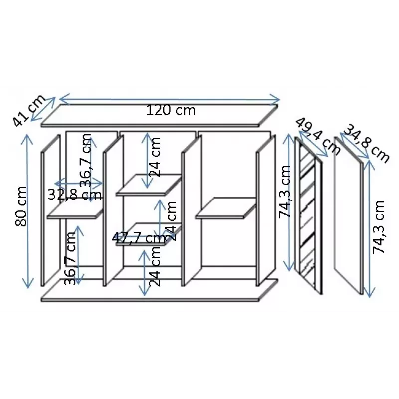 Komoda Cama Meble SOHO 120×41×80 cm – kashmyro priekiai, juodas karkasas