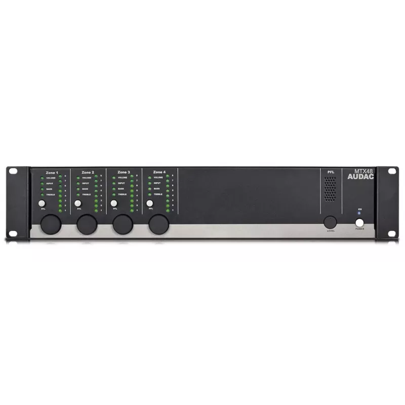 AUDAC MTX48 garso stiprintuvas keturioms zonoms, juodas, 80 dB SNR, 20-20000 Hz