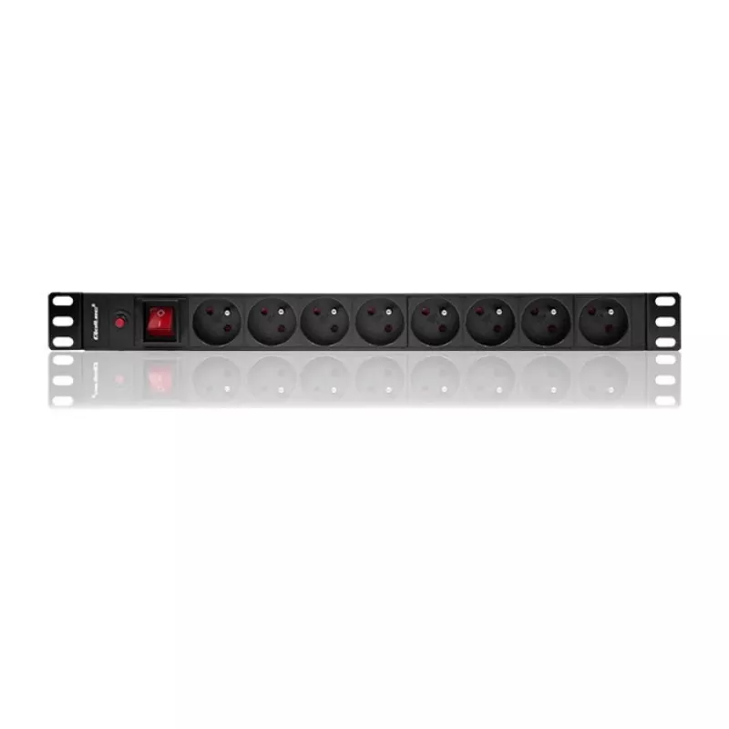 Qoltec 53996 Maitinimo juosta RACK 19 | 1U | 16A | PDU | 8x FRENCH | 2m