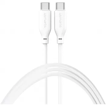 4smarts USB-C / USB-C silikoninis kabelis High Flex 60W 1,5m Baltas