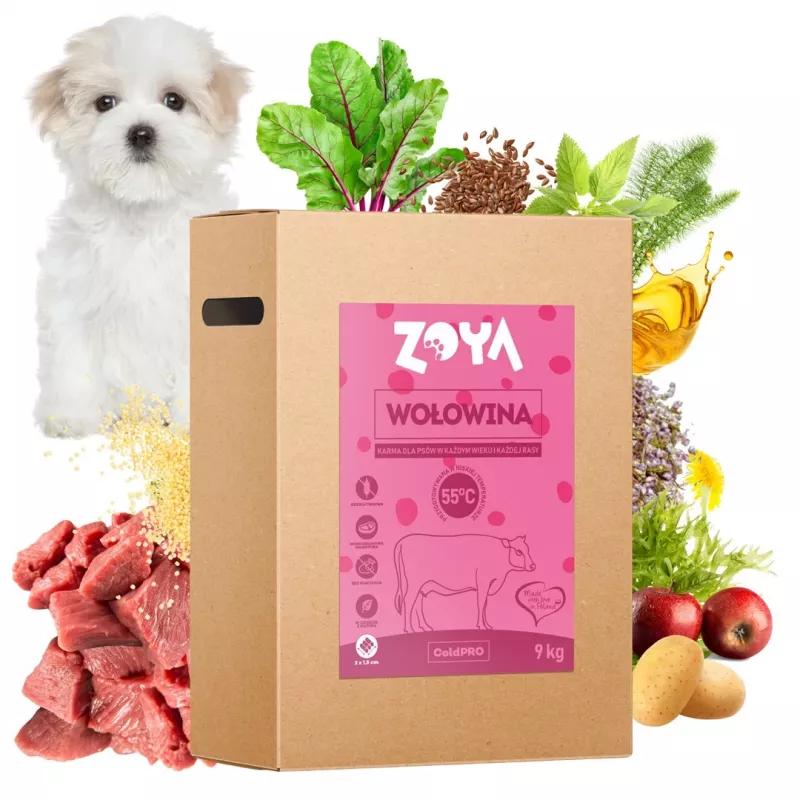 Sausas šunų maistas ZOYA ColdPRO Jautiena 9 kg – pilnavertis suaugusių šunų ėdalas
