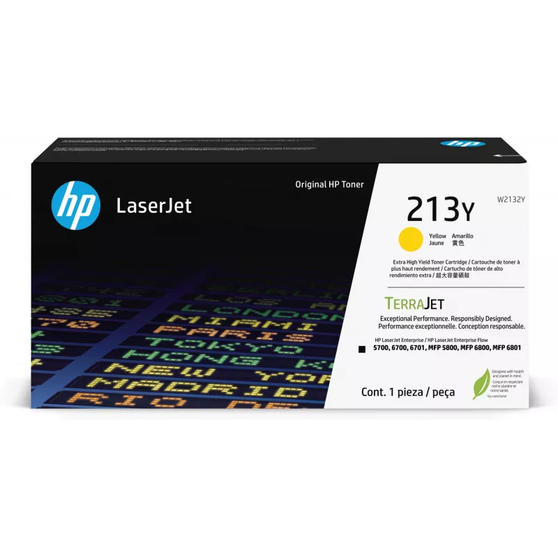 HP 213Y didelės išeigos geltona originali LaserJet tonero kasetė