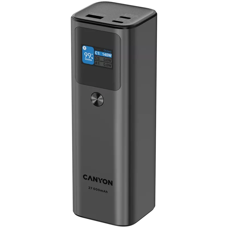 Canyon PB-2010 Powerbankas - Li-Pol - 27 000 mAh - Skaitmeninis Ekranas - 2xUSB-C + 1xUSB-A - 140W