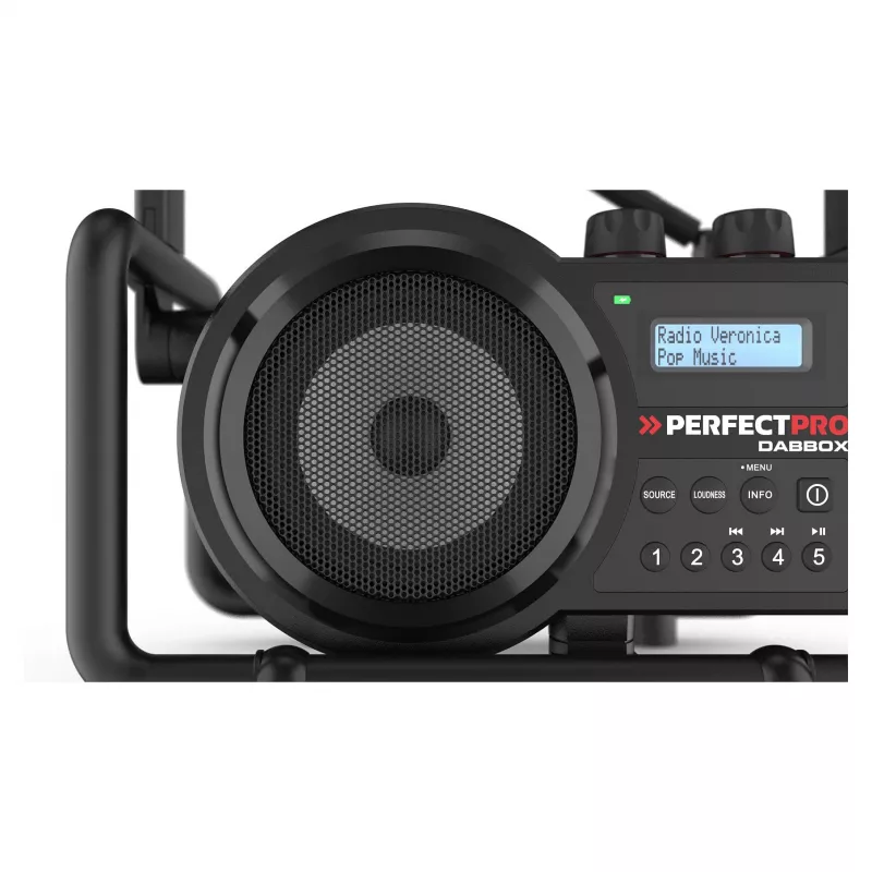 Perfectpro DABBOX radijo imtuvas DAB+ FM AUX Bluetooth atsparus smūgiams