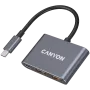 USB-C 3-in-1 Hub CANYON DS-3 tamsiai pilka – USB-C į USB-A + HDMI + PD įkrovimo perdavimas