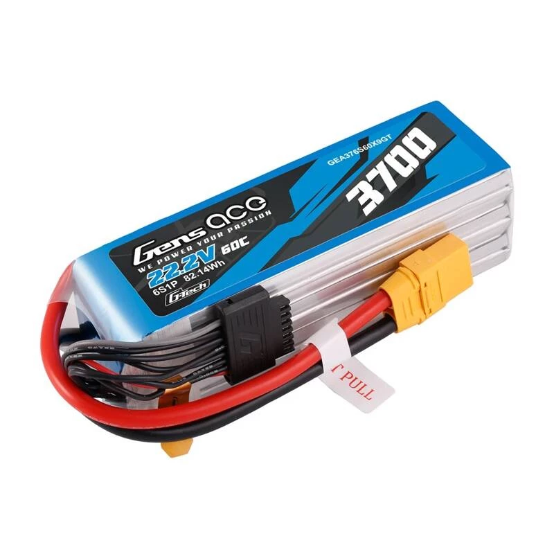 Baterija Gens ace GEA376S60X9GT 22,2 V LiPo įmontuota RC modeliams, 0,536 kg, juoda/mėlyna/pilka/balta