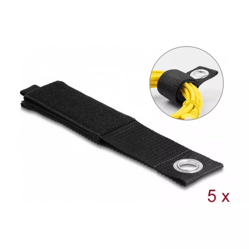 DeLOCK Heavy-duty lipų ir kilpų dirželis 508x50mm juodas 5 vnt.