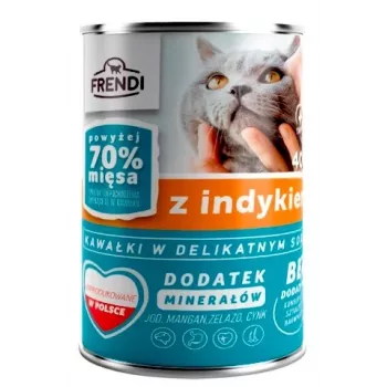 FRENDI šlapias kačių ėdalas su kalakutienos gabalėliais gležname padaže – 400 g