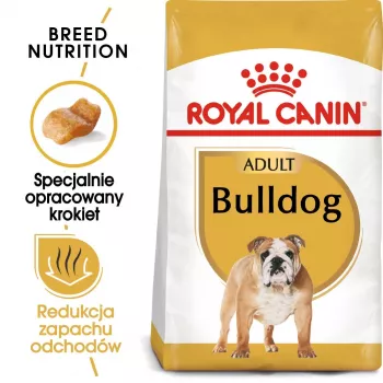 Sausas šunų ėdalas Royal Canin Bulldog Adult 12 kg – suaugusiems buldogams, vištienos skonis