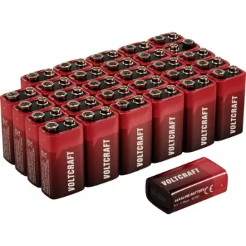 Voltcraft VC-16107990 9 V blokinė baterija, šarminė-manganinė, 550 mAh, 9 V, 30 vnt.