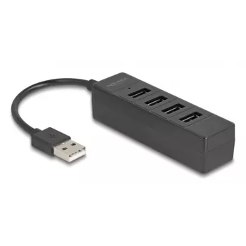 USB šakotuvas DeLOCK 64334, USB-A, 480 Mbit/s, juodas