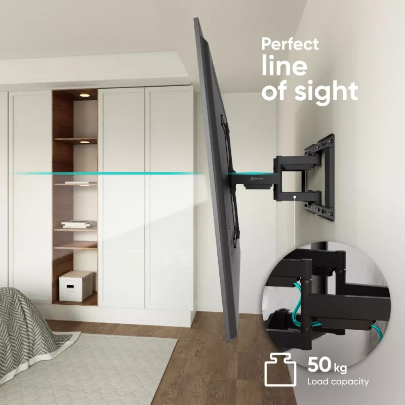 ONKRON SM6-B TV grindinis stovas 32–90 colių ekranams, 50 kg, VESA 200x200–600x400, pakreipimas -10–5°, pasukimas 40°