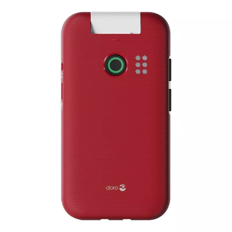 Sulankstomas telefonas Doro Leva E22, 2,8 colio (7,11 cm) ekranas, viena SIM, 0,3 MP kamera, 1150 mAh, 127,8 g, raudonai baltas