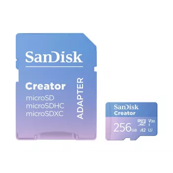 SanDisk Creator microSDXC atminties kortelė 256GB, skaitymas iki 190 MB/s