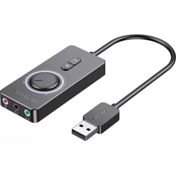 Išorinė USB 2.0 garso kortelė Vention CDRBF – 16 bitų, 44,1–48 kHz, maitinama per USB, 1 m laidas, linijinis įėjimas/išėjimas