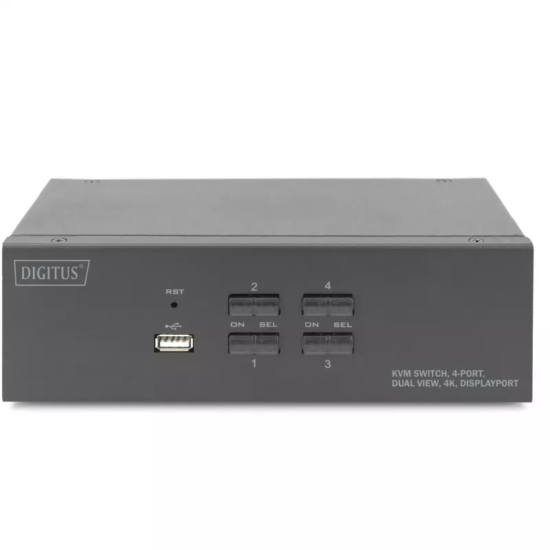 DIGITUS KVM jungiklis, 4 prievadai, du ekranai, 4K, DisplayPort®