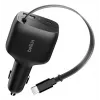 Belkin 75W 2-Port įkroviklis su įtraukiamu USB-C laidu automobiliui (CCC001HQBK)