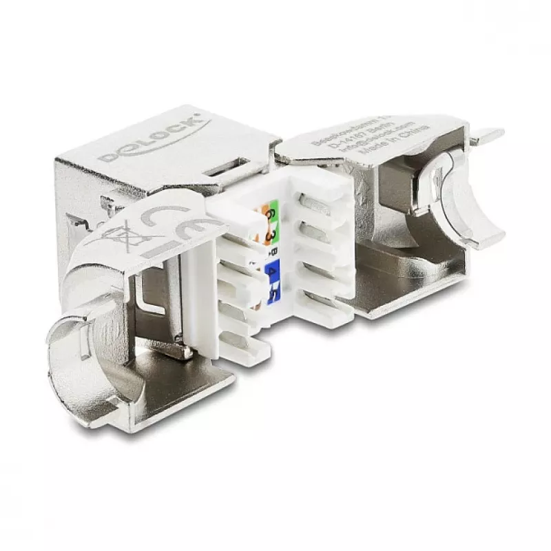 DELOCK Keystone modulis RJ45 kištukas į LSA Cat.6A beįrankis 45° kampu ekranuotas su metaliniu fiksatoriumi