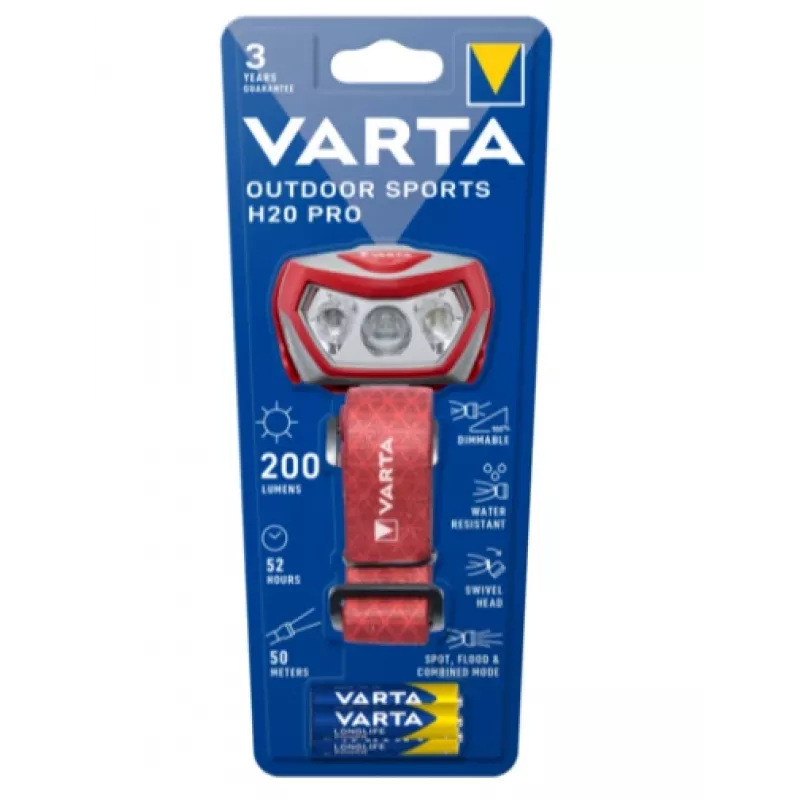 Galvos žibintuvėlis Varta Outdoor Sports H20 Pro pilkai raudonas