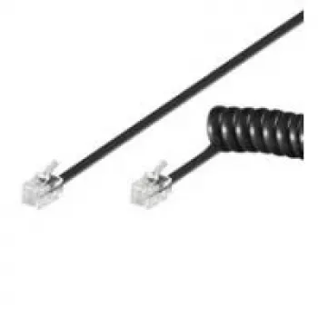 Wentronic Goobay Telefono ragelio spiralinis laidas CCA (varis aliuminiu), juodas, 7 m - RJ10 (4P4C) kištukas į RJ10 (4P4C) (68003)
