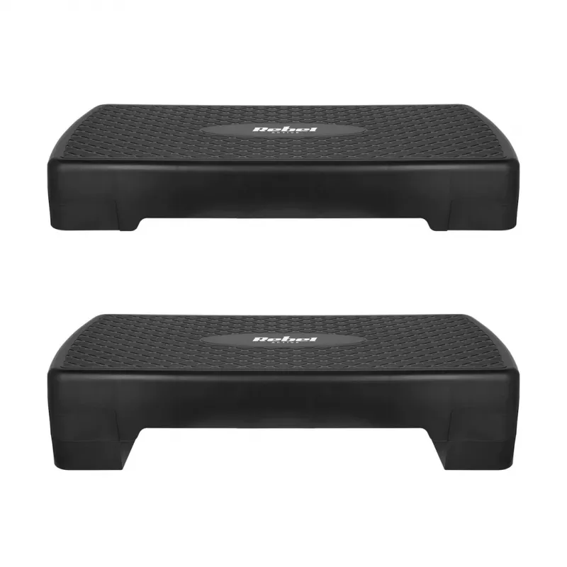 Fitness step Rebel Active 2 lygiai, polipropilenas, neslidi danga, 680×280 mm, pagalbinis aukščio reguliavimas