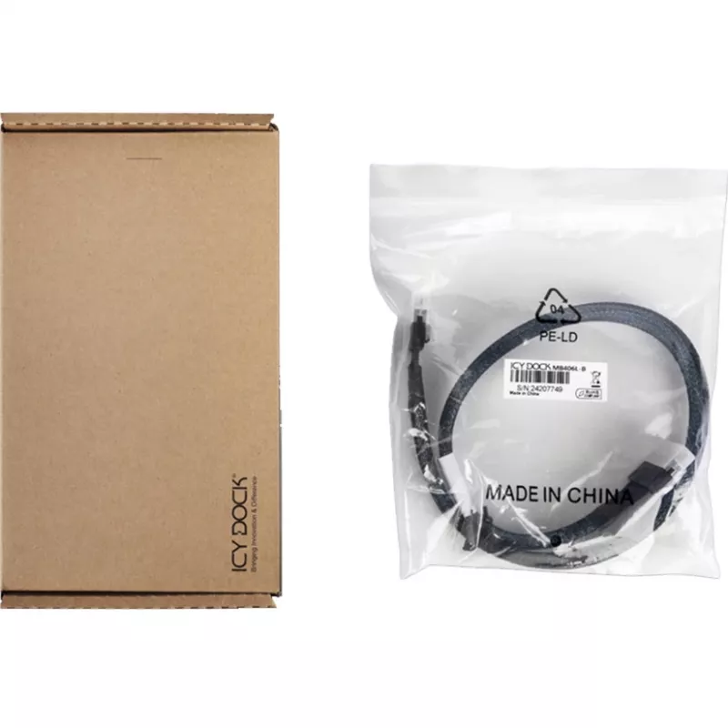 ICY DOCK MB4026L-B SlimSAS 4i SFF-8654 į OCuLink 4i SFF-8611 laidas, 0,5 m