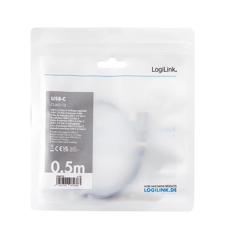 USB3.2 Gen2 Type-C į USB-C/F, PD, AV, 0,5m ilginimo laidas
