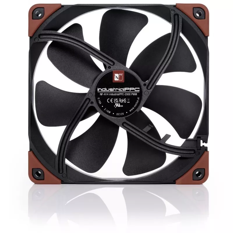 Ventiliatorius Noctua NF-A14 INDUSTRIALPPC-2000 PWM, 140x25 mm, 12V, PWM, 500–2000 RPM, 182.5 m³/h, IP52