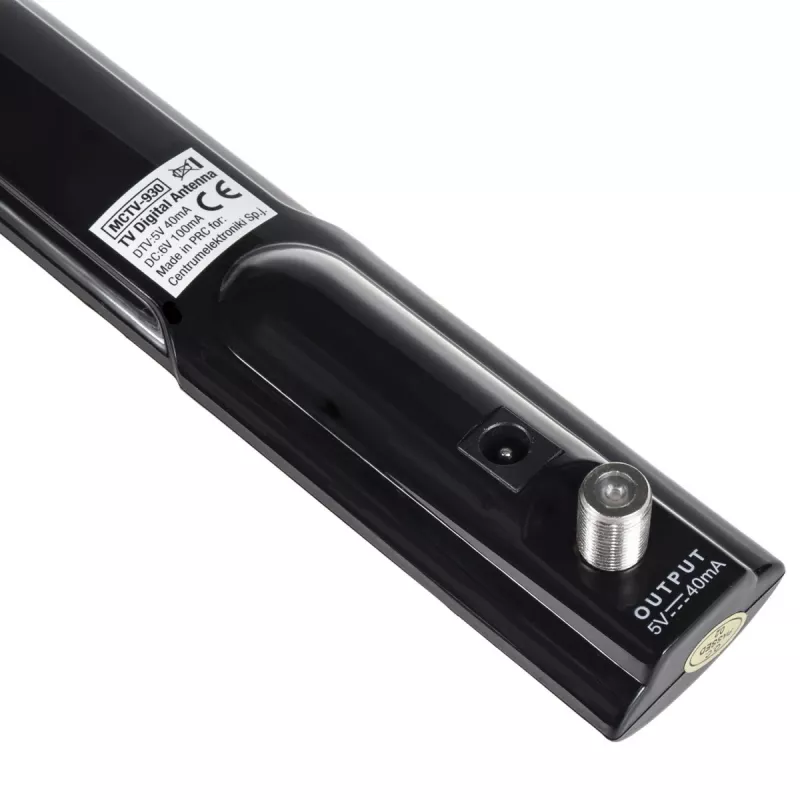 Vidinė TV antena MACLEAN MCTV-930 – DVB-T, VHF 87,5–230 MHz, UHF 470–790 MHz, VHF 26 dB / UHF 28 dB, 75 Ω, juoda