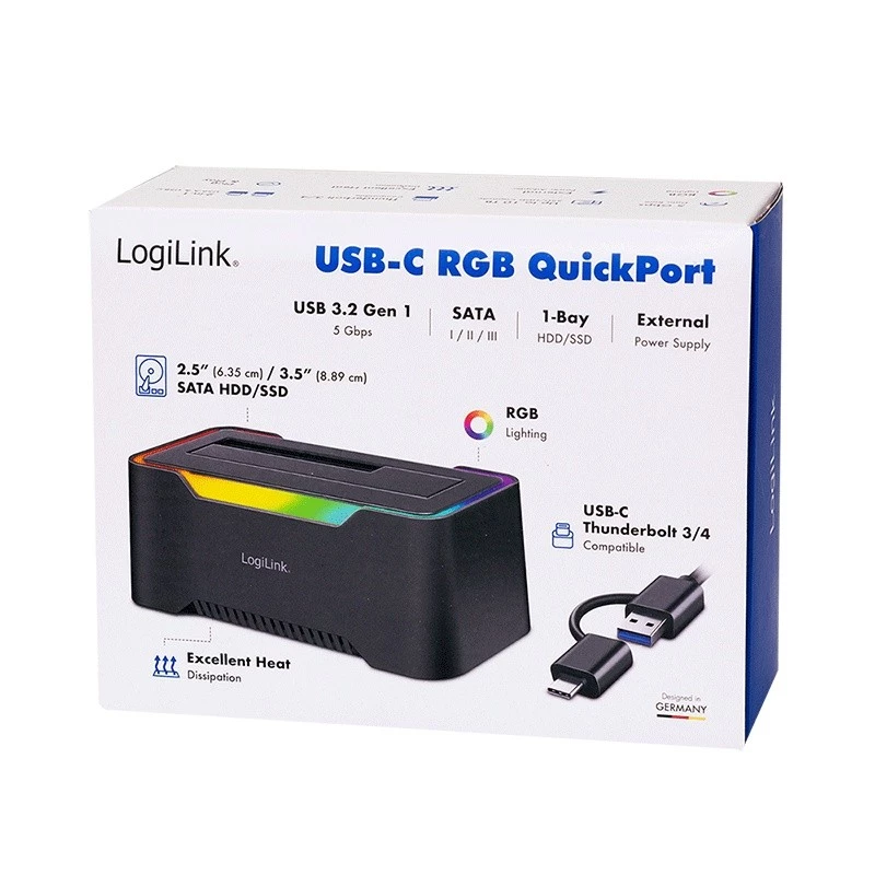 LogiLink Quickport USB 3.2 1 prievado HDD dokavimo stotelė 2,5/3,5 SATA (QP0035)