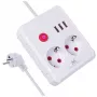 Maitinimo šynas MACLEAN MCE387 W — 2 kištukiniai lizdai, 3×USB A, 110–240V, 2500W, 1,5 m laidas, baltas