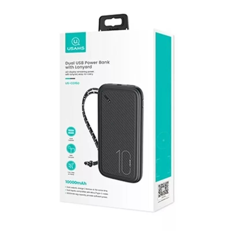Nešiojamas powerbankas USAMS PB56 10000mAh 2xUSB / USB-C / MicroUSB greitas įkrovimas