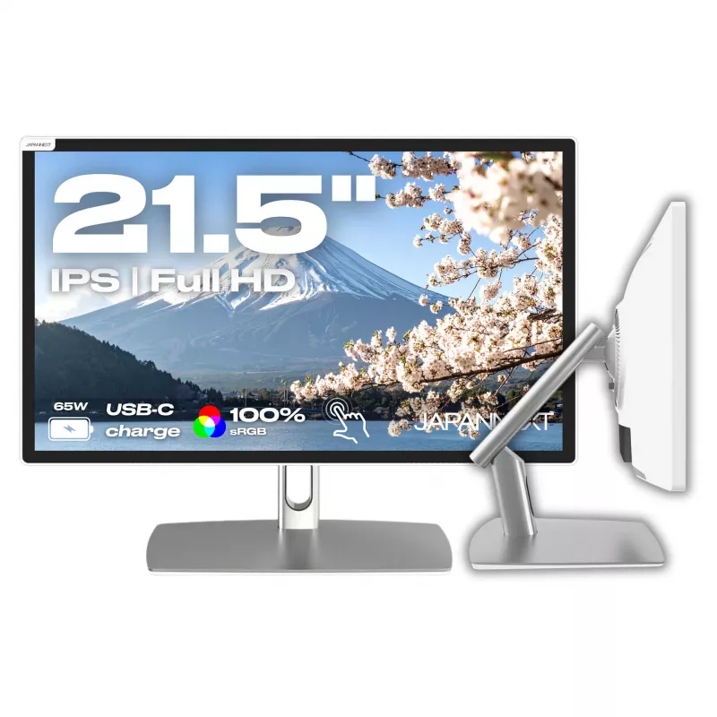 JAPANNEXT JN-IPS2152FHDR-C65W-FLD-T 54,6 cm (21,5 col.) FHD lietimui jautrus monitorius, IPS, 8 ms, 75 Hz, AMD FreeSync, HDMI