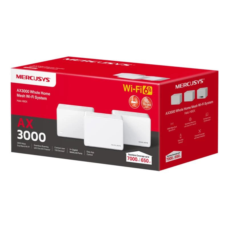 Mercusys Halo H80X (3 vnt.) – belaidis tinklo rinkinys Wi-Fi 6