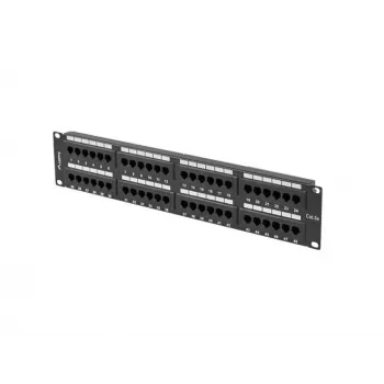 Patch panel LANBERG PPU5-2048-B 48 prievadų 2U 19 colių 5e kategorijos UTP, juodas