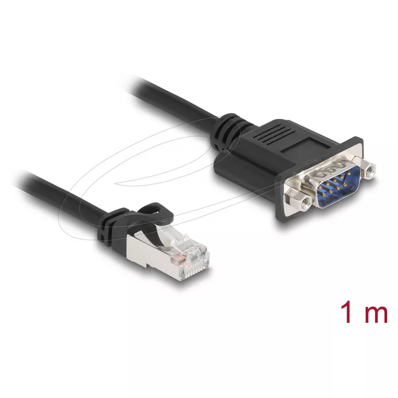 Delock 64351 CAN magistralės kabelis, RJ45 kištukas – D-Sub 9 kontaktų kištukas, Cat.5e STP, 1 m, juodas