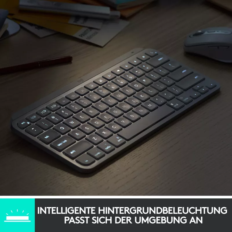 LOGITECH MX Keys Mini belaidė apšviesta klaviatūra grafito spalvos - UK tarptautinis