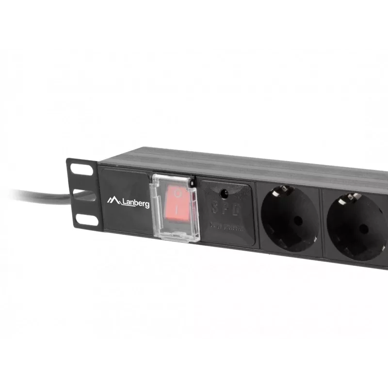 Maitinimo paskirstymo blokas Lanberg PDU-07F-0200-BK, 1U, 7 lizdų, 16 A, 2 m