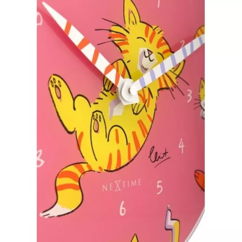 NeXtime laikrodis 8810 Tickle My Tummy, 30 cm skersmens, sieninis, rožinė / įvairiaspalvis