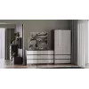 Spinta MALWA SS-90 90×180×50 cm, antracitinis rėmas, balti varstomi durys, 2 stalčiai, laminatas 16 mm