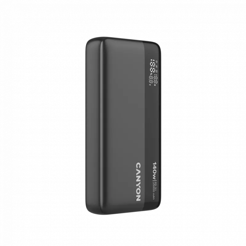 CANYON Power Bank PB-240, 25000mAh PD140W su ekranu, tamsiai pilka