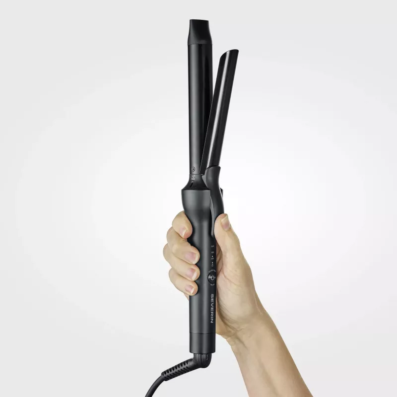 Plaukų tiesintuvas SEVERIN LS 0822 – Šilta technologija, 250 W, 130 °C, keraminės plokštelės, 2,8 m laidas, Juoda/Pilka