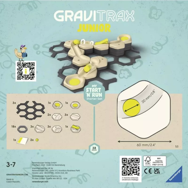 Ravensburger GraviTrax Junior Starter-Set S Start & Run rutuliukų trasa žaislas (27531)