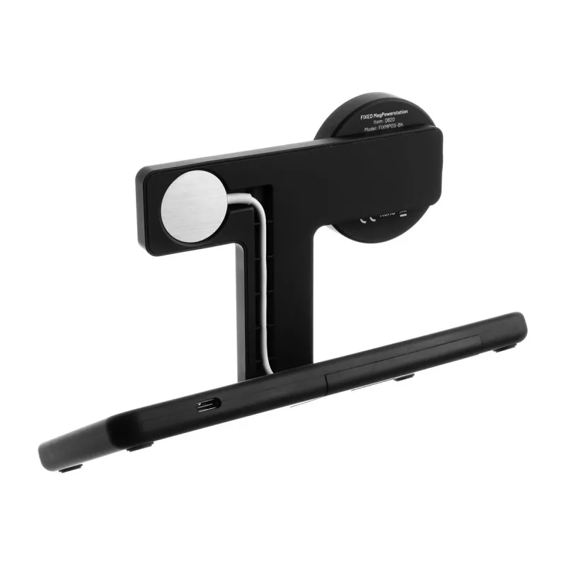 Fiksuotas MagPowerstation 3-in-1 belaidis įkrovimo stovas su MagSafe laikikliu | FIXMPOS-BK | Juodas