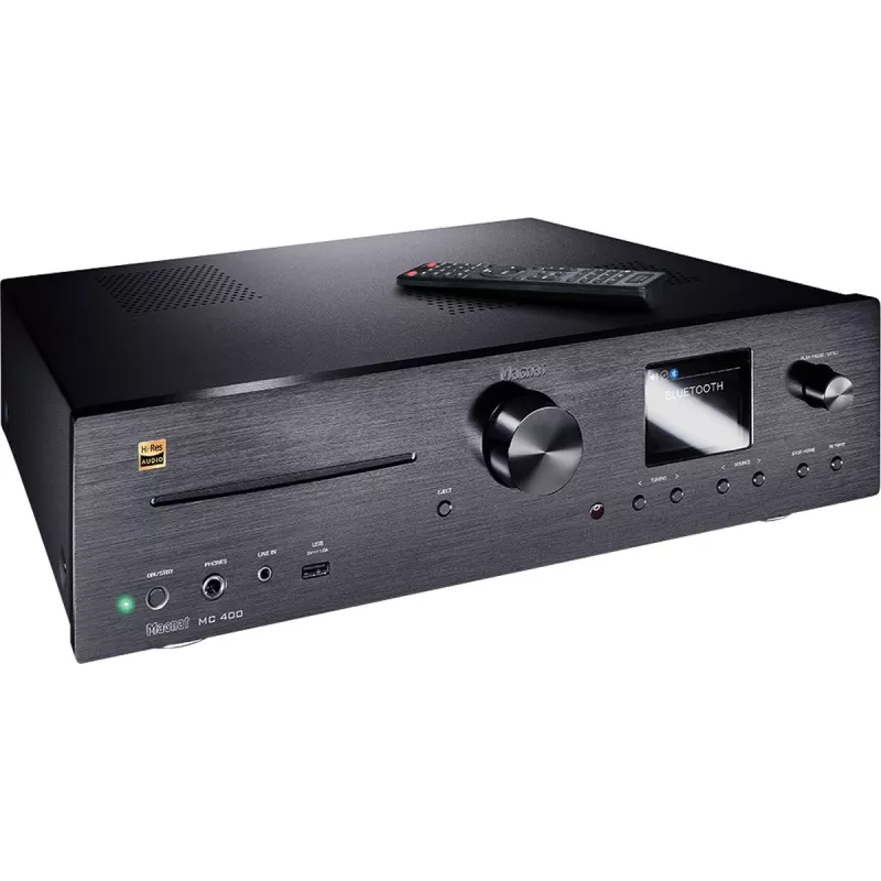 Stereo imtuvas Magnat MC 400 — 2.0 kanalų, 40 W vienam kanalui, CD grotuvas, Wi‑Fi, Bluetooth, DAB/FM, Ethernet (juodas)